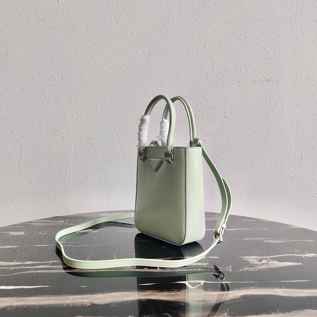 Prada Mini Leather Bucket Bag Shoulder Bag Light Green 1BA331